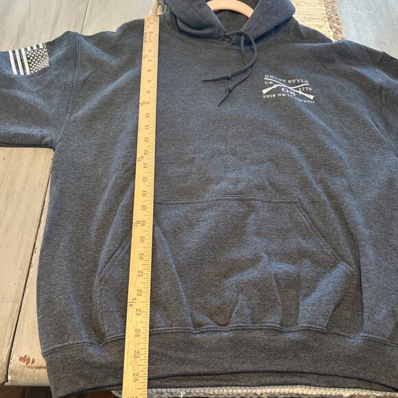 Grunt Style Dusty Blue Sleeve Logo Don’t Tread On Me Hoodie Sweatshirt Men’s L - Picture 7 of 9